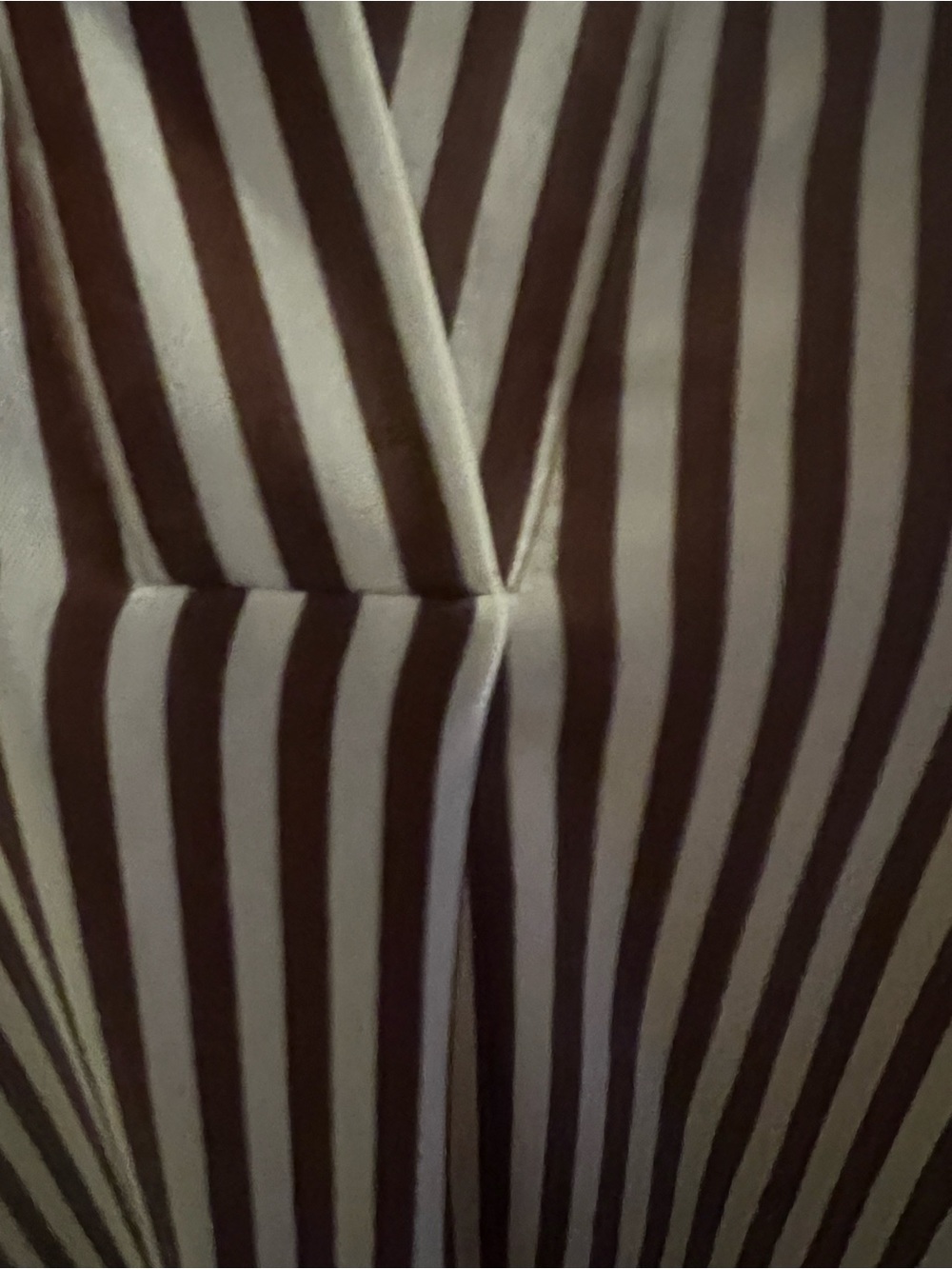 Vertical Stripe Long Sleeve Shirt Dress in Brown and White - Picture 6 of 8